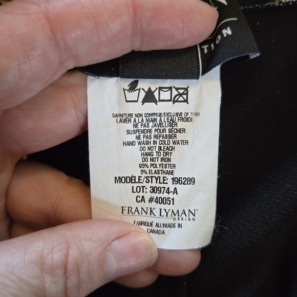 Frank Lyman | Floral Black and Yellow Women's Pants, Size 12 - Picture 6 of 10